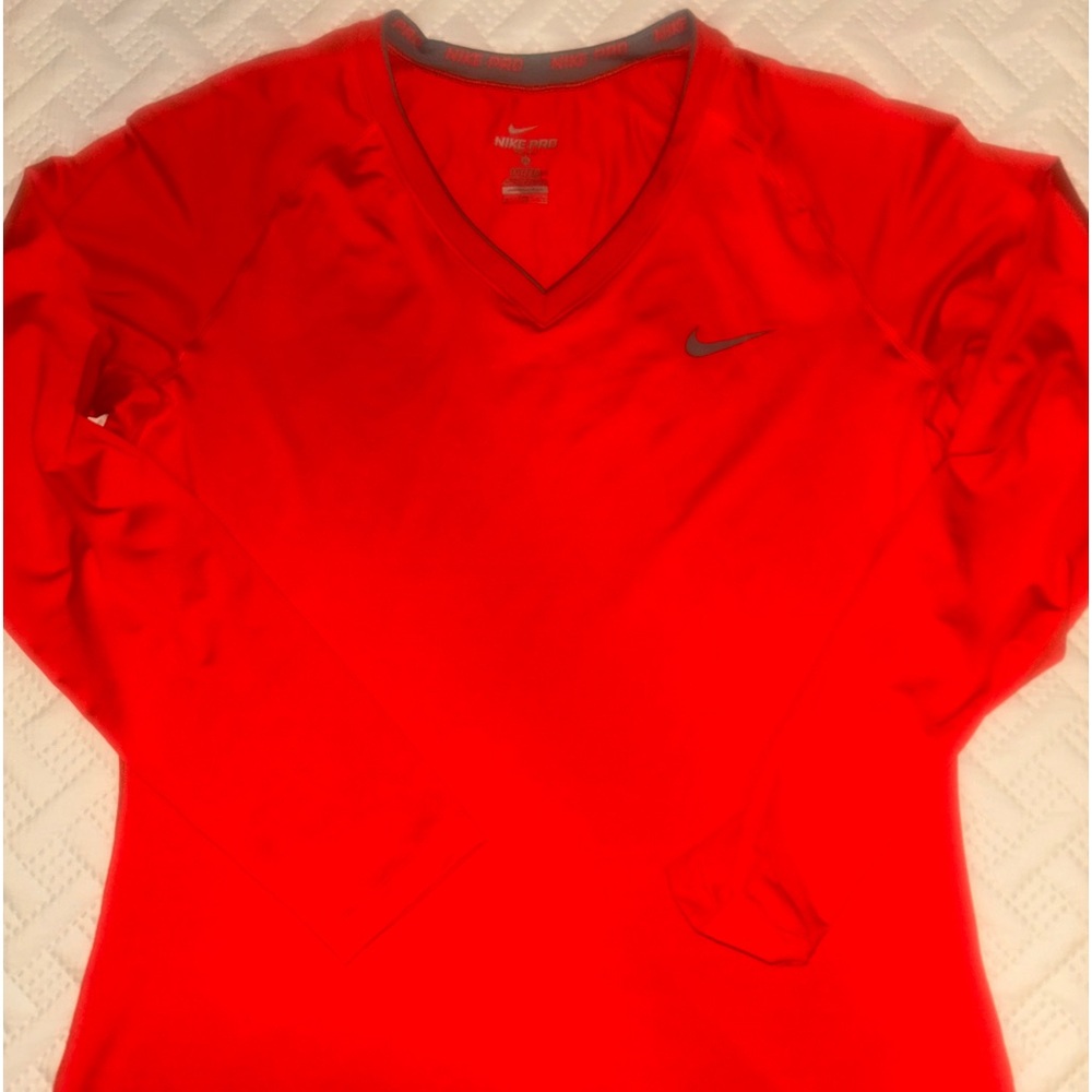 Red XL Nike Pro Fitted athletic dri-fit shirt